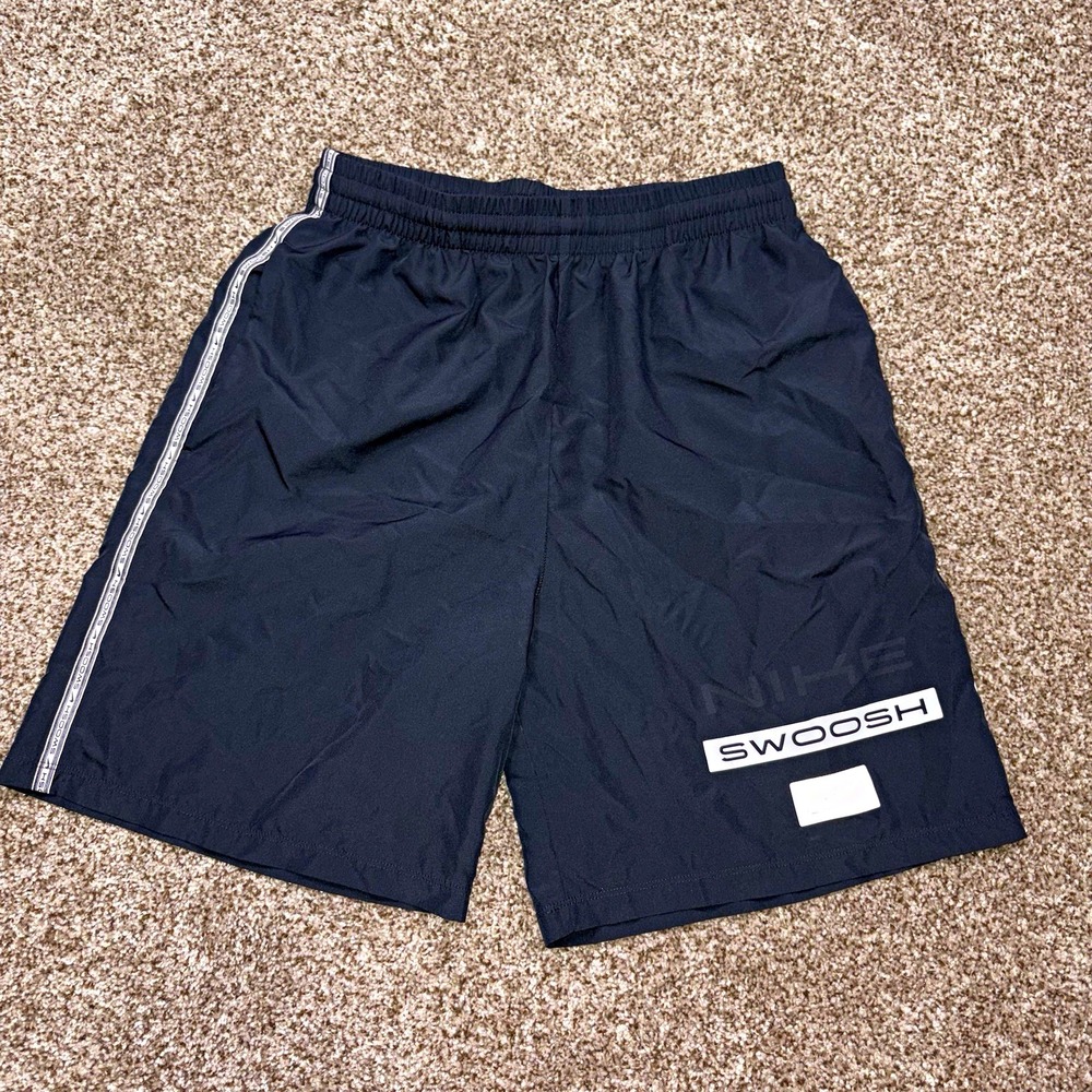 Nike Dri-FIT Swoosh Athletic Shorts Boys Youth XL Black Side Tape Workout Active